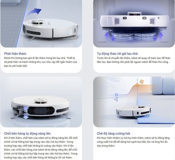 Robot hút bụi lau nhà EZVIZ RS20 Pro – Tự giặt sấy giẻ, đổ rác và cấp nước tự động