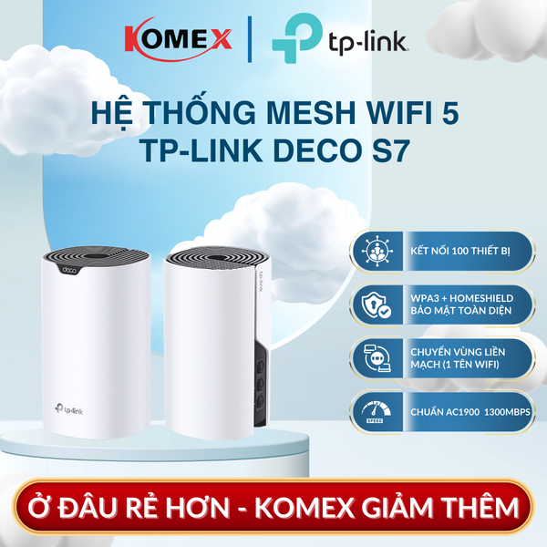 Hệ Thống Mesh WiFi 5 TP-Link Deco S7 AC1900 (1-Pack), S7 (2-Pack), S7 (3-Pack) Hệ Thống Tích Hợp Tường Lửa SPI