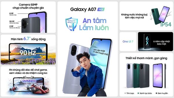 Điện thoại di động Samsung Galaxy A07 4GB-128GB (SM-A075F/DS), 2 Sim Nano