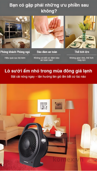 Quạt sưởi 2 chiều Tiross TS9441 - Công suất 2200W, Tự ngắt khi đổ