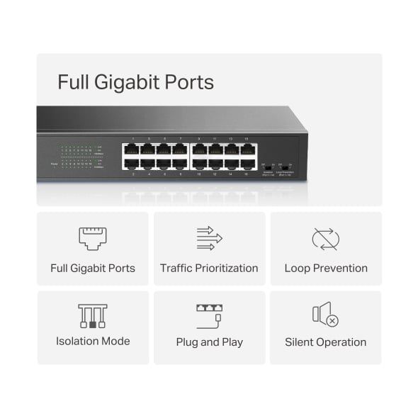 Switch Gigabit 16 Cổng Mercusys MS116GS, đáp ứng tốt truyền tải dữ liệu lớn và kết nối nhiều thiết bị cùng lúc