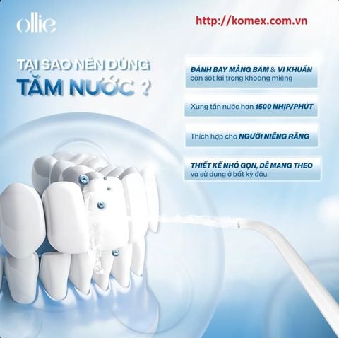 Tăm nước cầm tay Ollie mini gấp gọn, Model OLF-AC-SG01, Áp suất nước Max 130 Psi