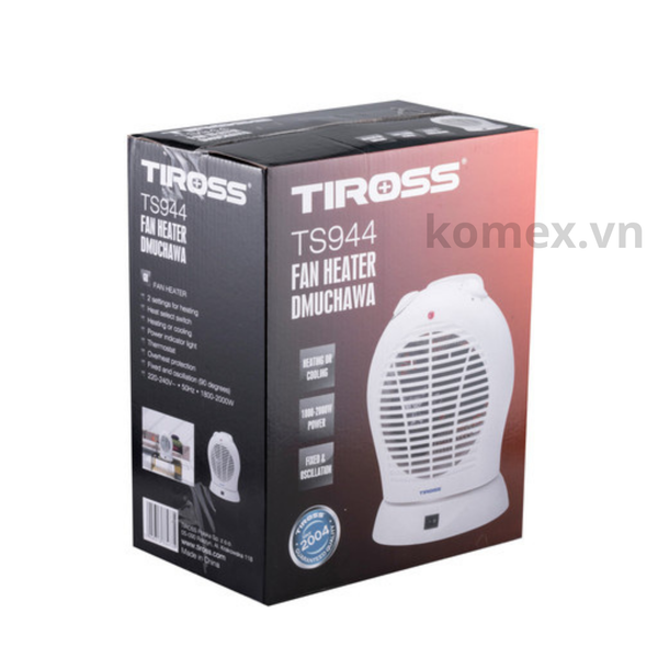 Quạt sưởi mini Tiross hai chiều TS944 Công Suất 2000W Làm Nóng Tức Thì Nhỏ Gọn An Toàn