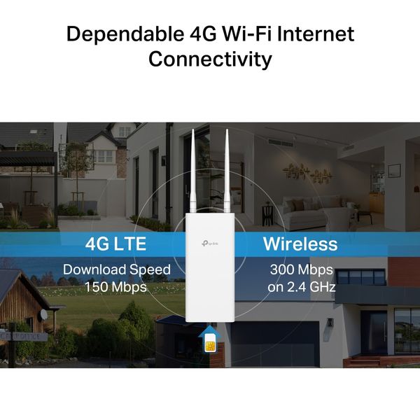 Router Wi-Fi 4G Ngoài Trời TP-Link TL-MR100-Outdoor Chuẩn N 300Mbps Chống Nước IP65