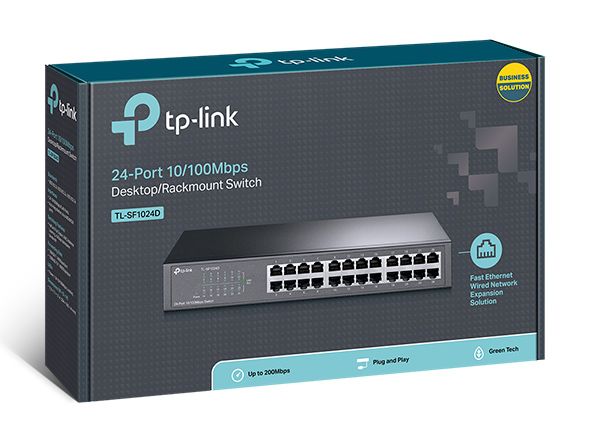 Switch TP-Link TL-SF1024D 24 Cổng 10/100Mbps, chuyển mạch non-blocking, cho phép chuyển tiếp và lọc gói tin ở tốc độ dây cao nhất