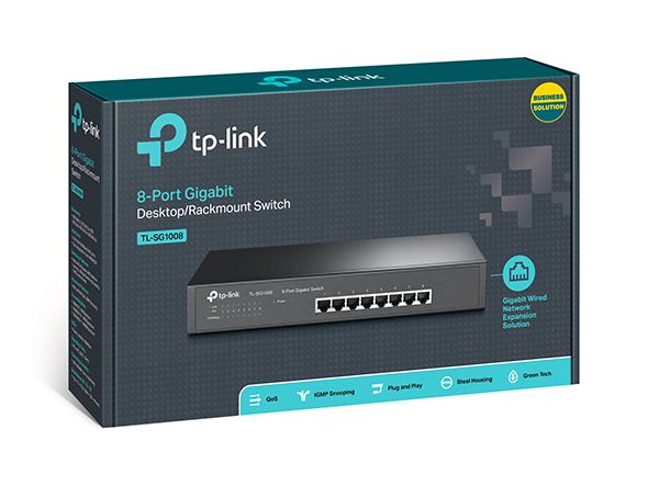 Switch Gigabit 8 Cổng TP-Link TL-SG1008 –  Tiết Kiệm Điện, Vỏ Kim Loại, Hạn chế lượng khí thải carbon trong hệ thống mạng