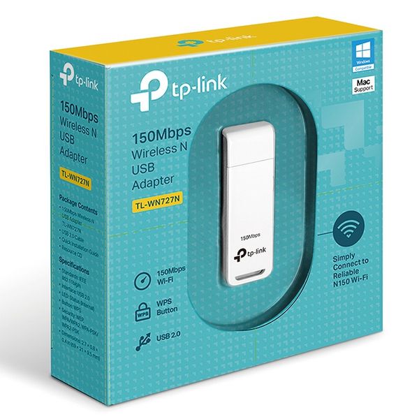 USB Adapter Wi-Fi TP-Link TL-WN727N Chuẩn N 150Mbps, Công nghệ CCA tự động tránh xung đột kênh