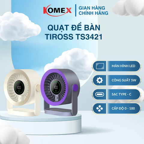 Quạt Để Bàn Tiross TS3421 5W 100 Tốc Độ Gió Làm Mát Cá Nhân Hiệu Quả