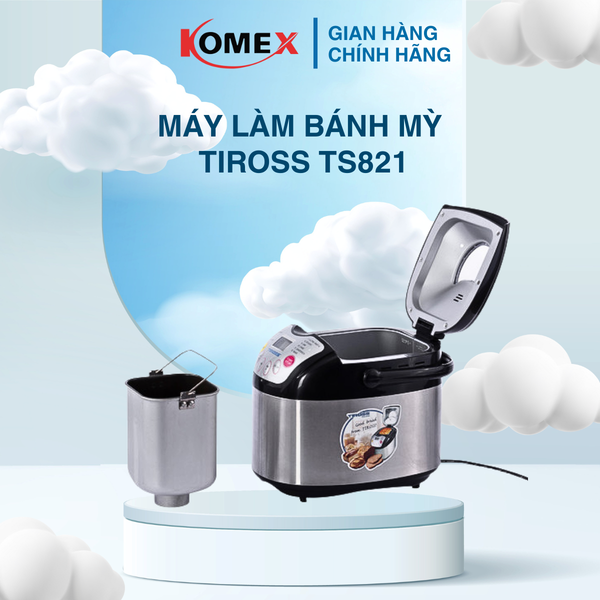 Máy Làm Bánh Mì Tiross TS821 Inox 600W 12 Chức Năng Làm bánh Hẹn Giờ Lên Đến 13 Tiếng