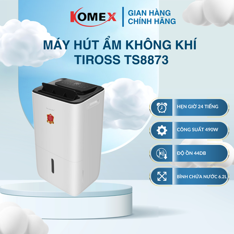 Máy Hút Ẩm Không Khí Tiross TS8873 490W Công Suất Hút 30L/Ngày, Sấy Quần Áo Có UV Diệt Khuẩn