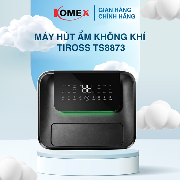 Máy Hút Ẩm Không Khí Tiross TS8873 490W Công Suất Hút 30L/Ngày, Sấy Quần Áo Có UV Diệt Khuẩn