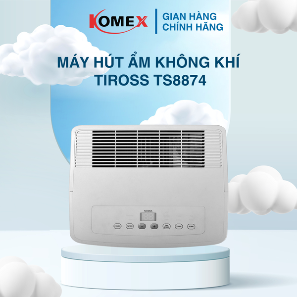 Máy Hút Ẩm Không Khí Tiross TS8874 900W , Công Suất Hút 40L/Ngày, Bình Nước Lên Đến 7.6L Hẹn Giờ 24 Tiếng