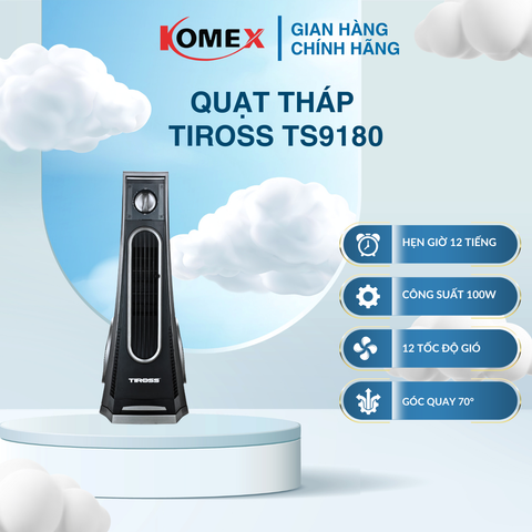 Quạt tháp Tiross TS9180 công suất 100W, Turbo làm mát nhanh, tốc độ quay lên đến 1300 vòng/phút