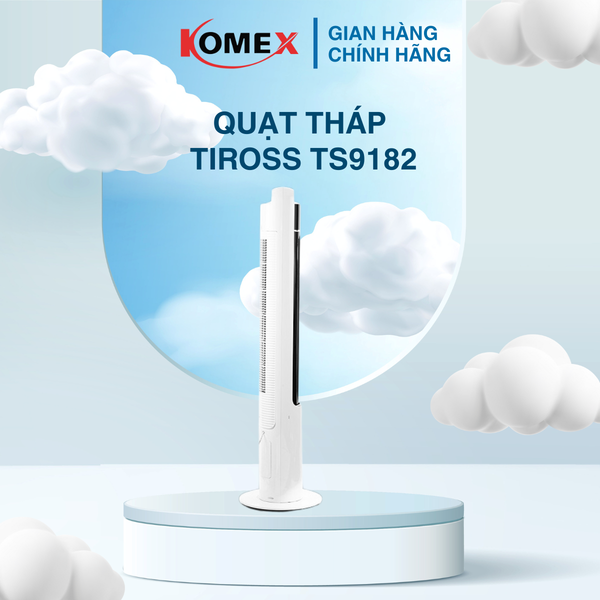 Quạt tháp có điều khiển Tiross TS9182 35W cảm ứng thông minh, 3 tốc độ gió điều chỉnh theo nhu cầu sử dụng