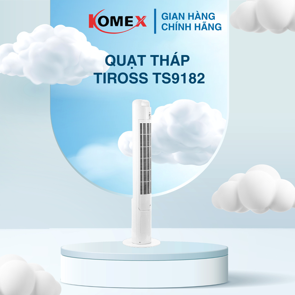 Quạt tháp có điều khiển Tiross TS9182 35W cảm ứng thông minh, 3 tốc độ gió điều chỉnh theo nhu cầu sử dụng