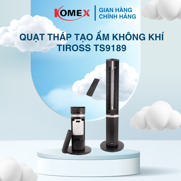 Quạt Tháp Tạo Ẩm Không Khí Tiross TS9189 55W Có Remote 12 Tốc Độ Gió Mát Dịu Tự Nhiên