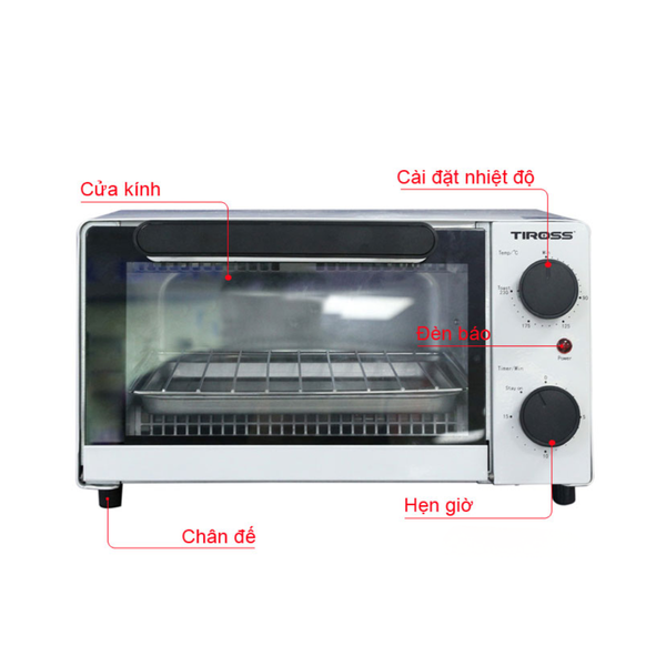 Lò nướng TIROSS TS9601 9 Lít Công suất 1200W, nhiệt 230°C nướng nhanh chín vàng đều