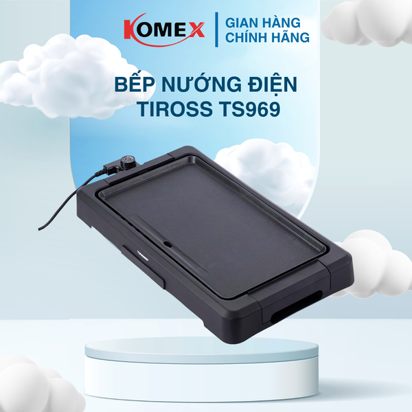 Bếp Vỉ Nướng Điện Tiross TS969 2000W Chống Dính, Có Khay Hứng Dầu