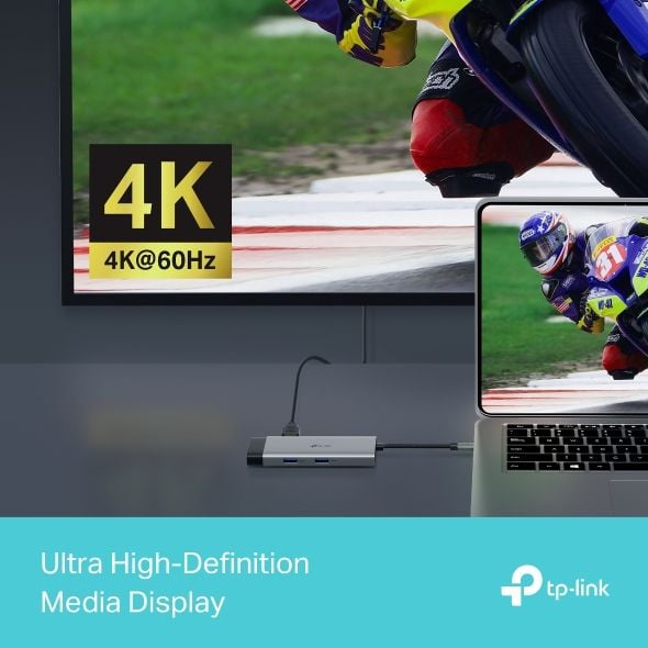 Hub chuyển đổi USB Type-C 6 cổng UH6120C – HDMI 4K@60HzVỏ hợp kim nhôm chắc chắn, tăng khả năng tản nhiệt và độ bền