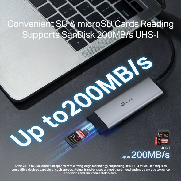 Hub chuyển đổi USB Type-C 7 cổng TP-Link UH7020C – HDMI xuất hình ảnh với độ phân giải 4K@60Hz