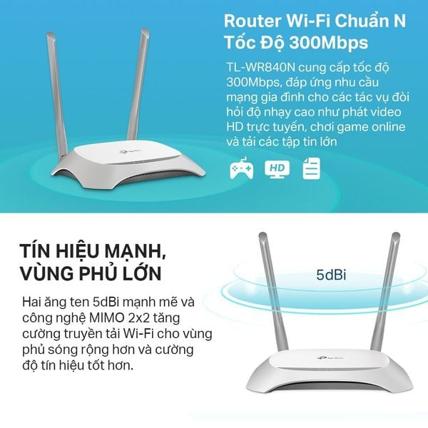 Bộ Phát Sóng Router WiFi 300Mbps TP-Link TL-WR840N – Chuẩn N, Bảo mật WiFi an toàn, mã hóa nhanh chóng