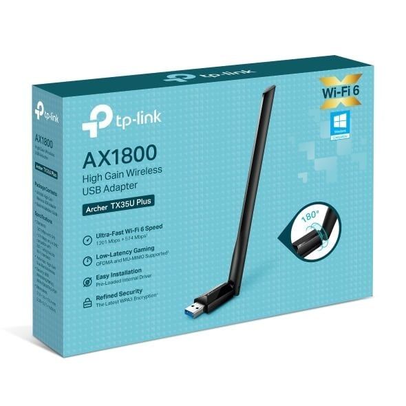 USB Adapter WiFi 6 AX1800 TP-Link Archer TX35U Plus, USB 3.0, Tập trung tín hiệu WiFi trực tiếp về router