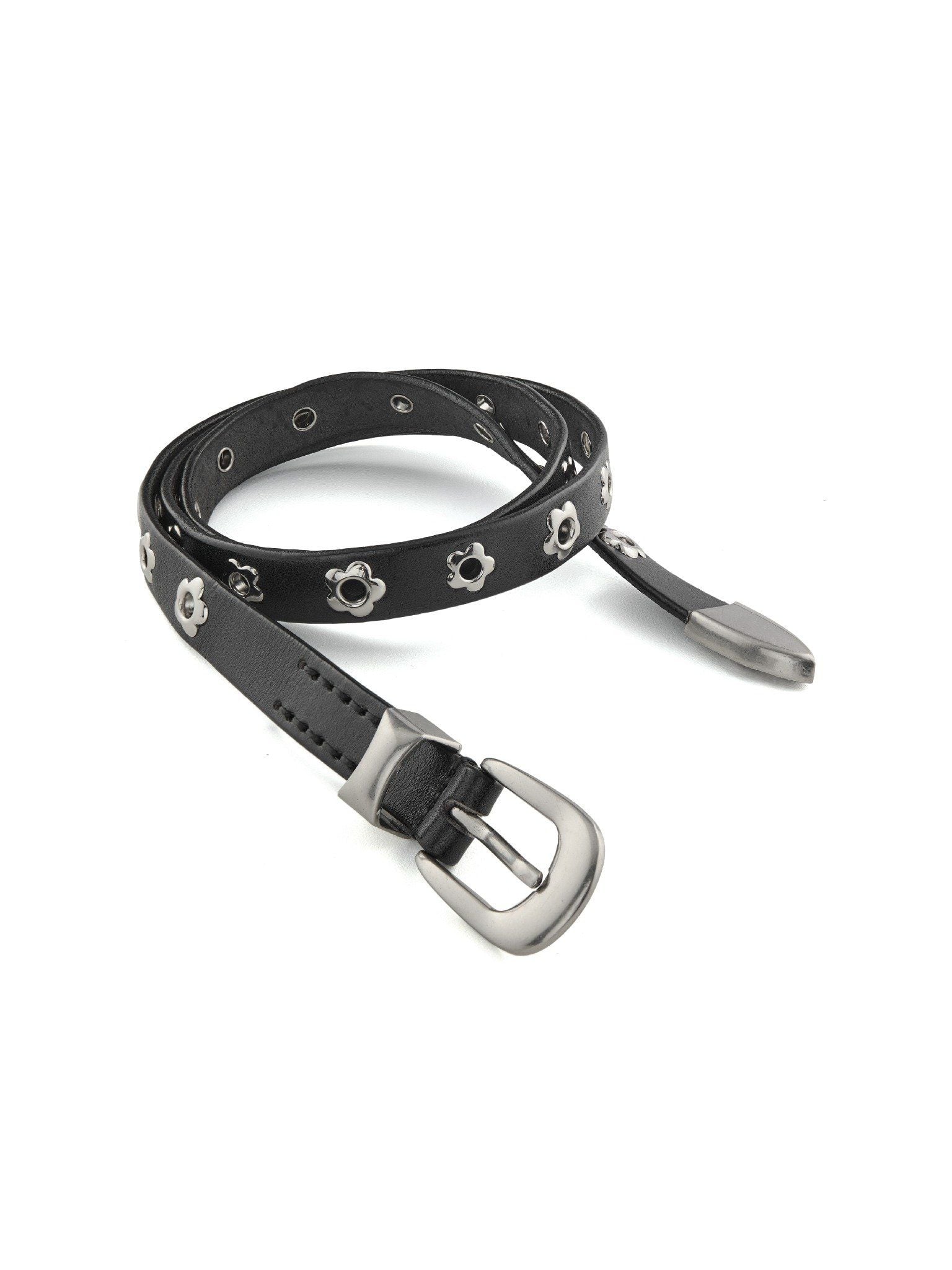  23'Leather Belt / Floral Studded 