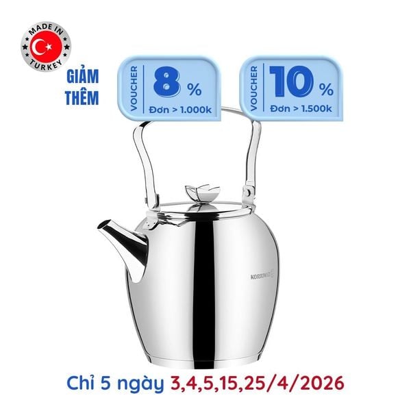  Bình trà inox cao cấp Korkmaz Butterfly 2.3 lít - A026 