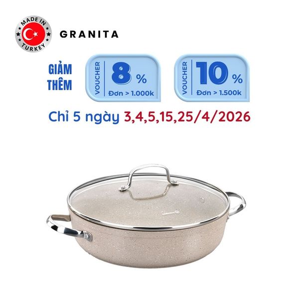  Nồi chống dính cao cấp Korkmaz Granita thân thấp 2.5 lít - A1854 