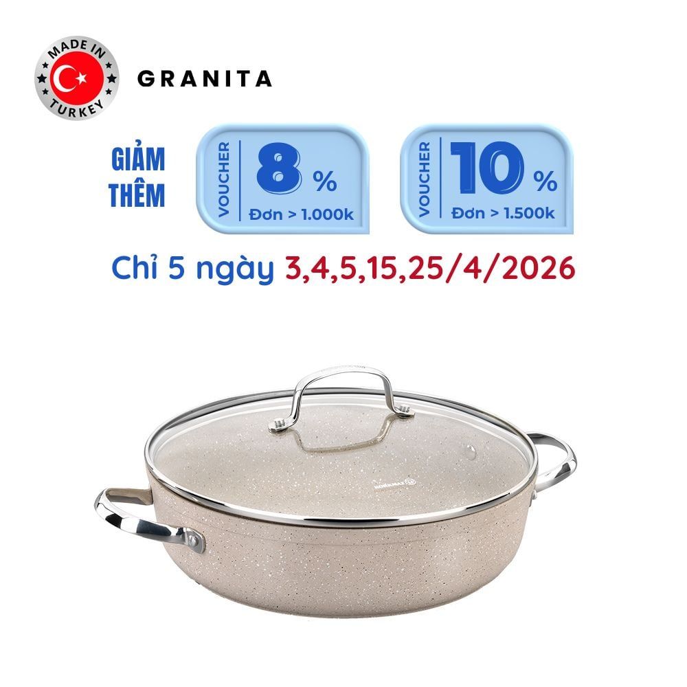  Nồi chống dính thấp Korkmaz Granita 3.5 lít - 26x7 cm - KONNA1263 