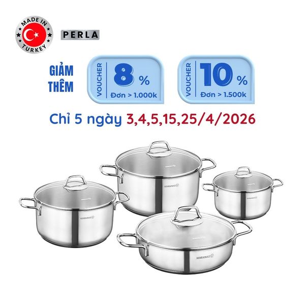 Bộ 4 nồi inox cao cấp Korkmaz Perla - A1606 