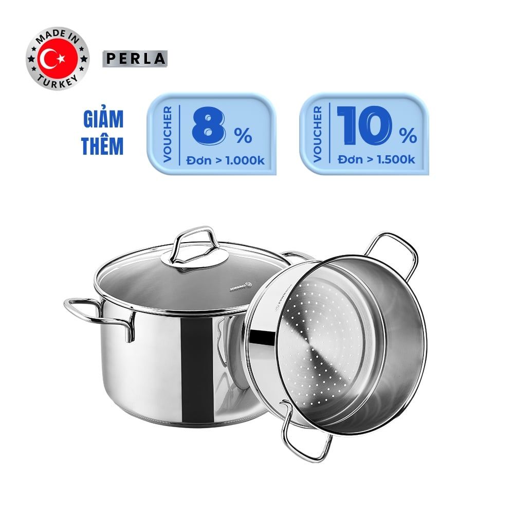  Bộ nồi xửng hấp inox cao cấp Korkmaz Perla 20cm - A1521 