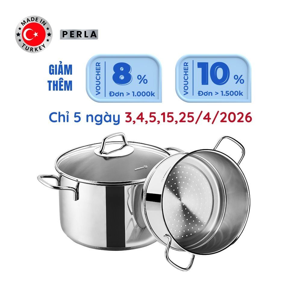  Bộ nồi xửng hấp inox cao cấp Korkmaz Perla 20cm - A1521 