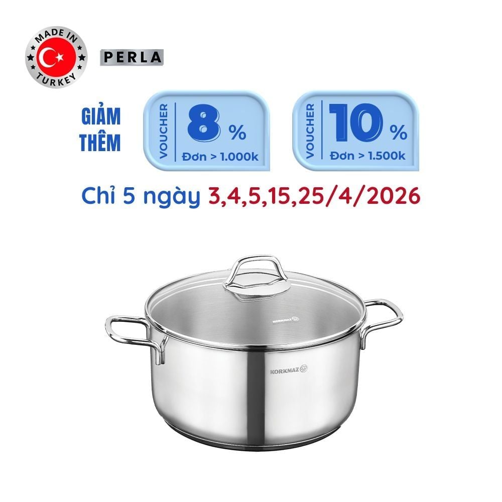  Nồi inox cao cấp Korkmaz Perla 2.3 lít - A1654 