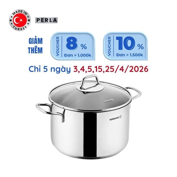  Nồi inox cao cấp Korkmaz Perla 4.8 lít thân cao - A2698 