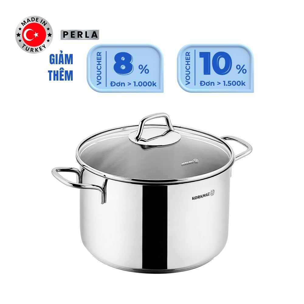  Nồi inox cao cấp Korkmaz Perla 7.8 lít thân cao - A2699 