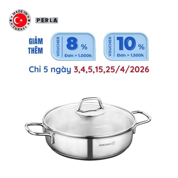 Nồi inox cao cấp thân thấp Korkmaz Perla 3 lít - A1658 