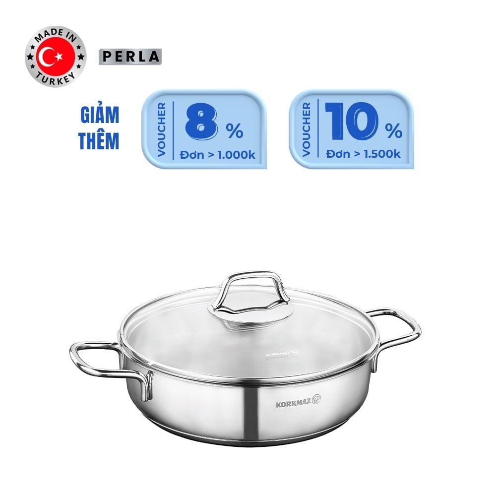  Nồi inox cao cấp thân thấp Korkmaz Perla 3 lít - A1658 