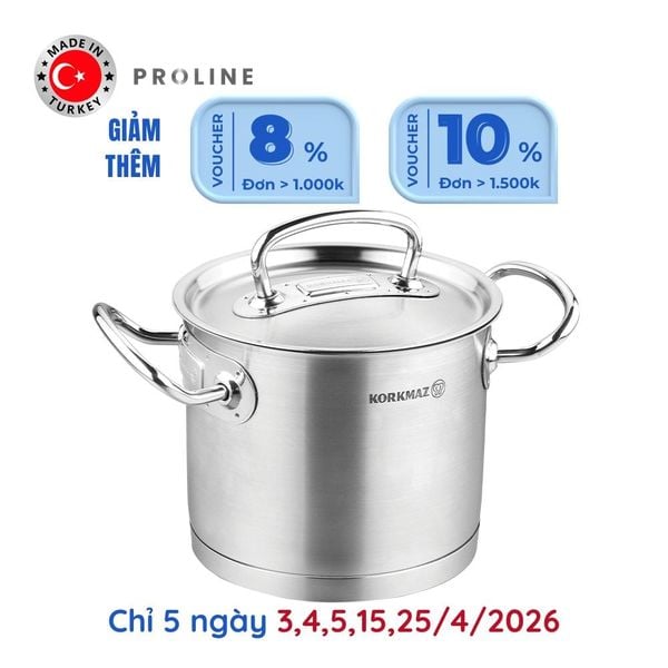  Nồi inox cao cấp Korkmaz Proline 5 lít thân cao - A1165 