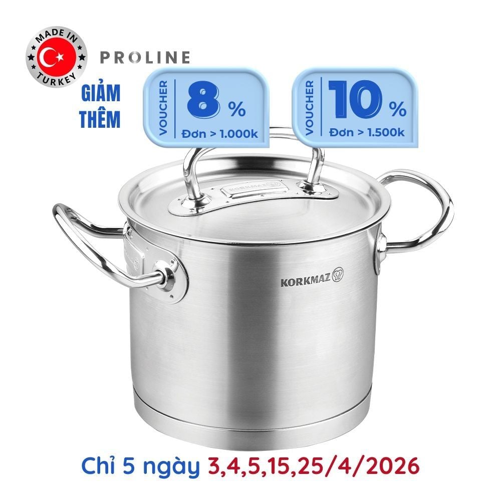  Nồi inox cao cấp Korkmaz Proline 9 lít  thân cao - A1166 