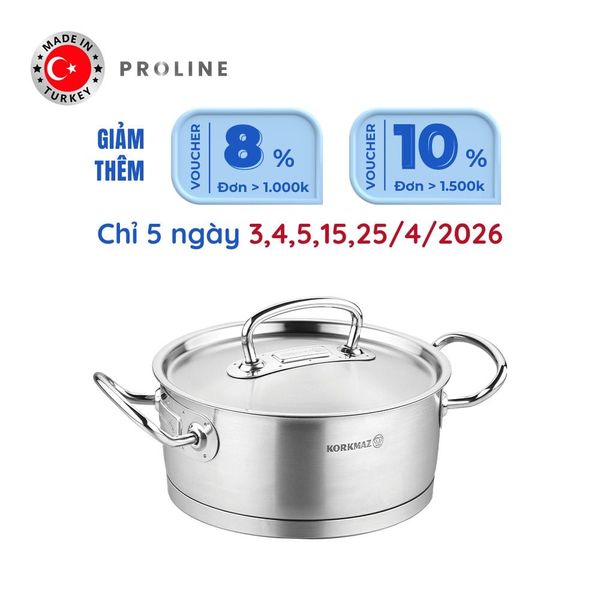  Nồi inox cao cấp Korkmaz Proline 2.8 lít thân thấp - A1169 