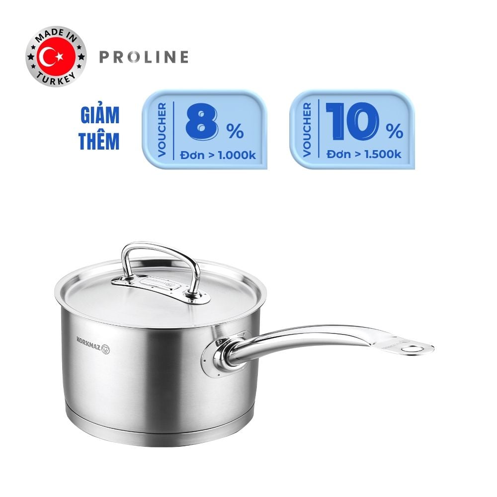  Quánh inox cao cấp Korkmaz Proline 2 lít có nắp - A1157 