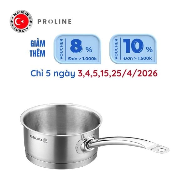  Quánh inox cao cấp Korkmaz Proline 1.5 lít không nắp - A1156 