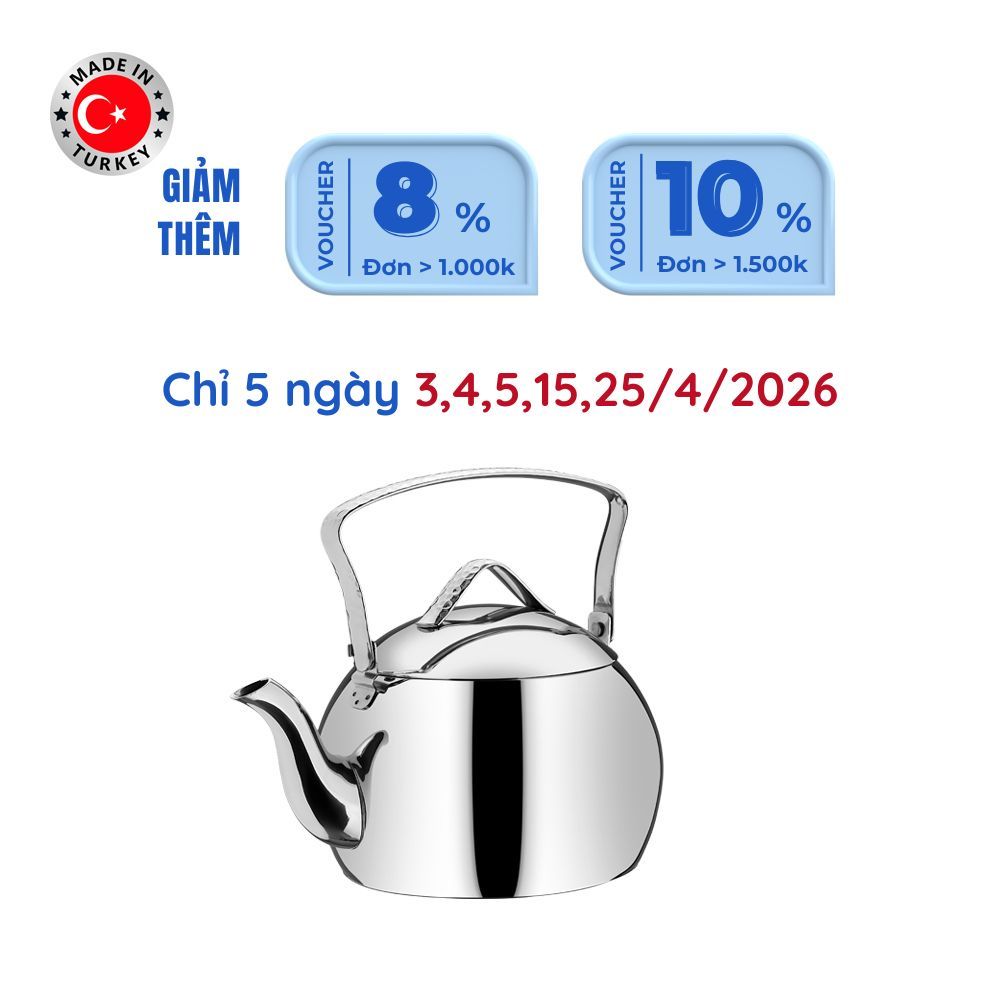  Ấm inox cao cấp Korkmaz Tombik 1 lít - A092 