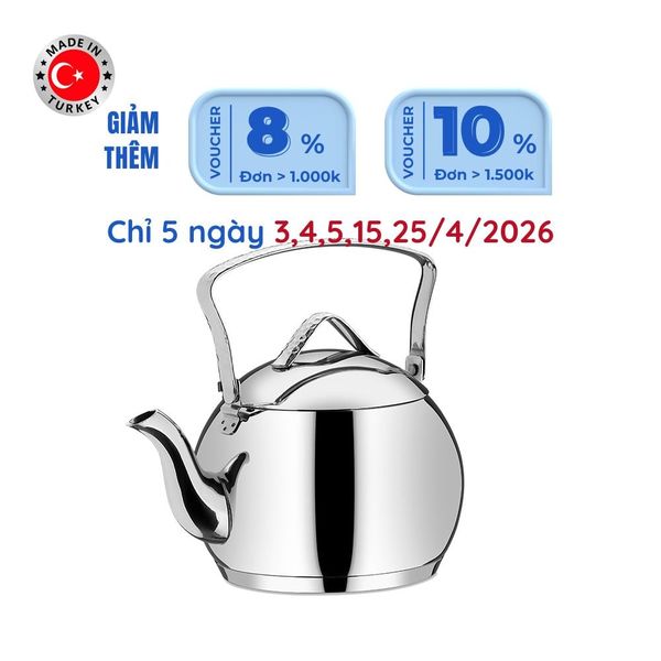  Ấm inox cao cấp Korkmaz Tombik 2 lít - A093 