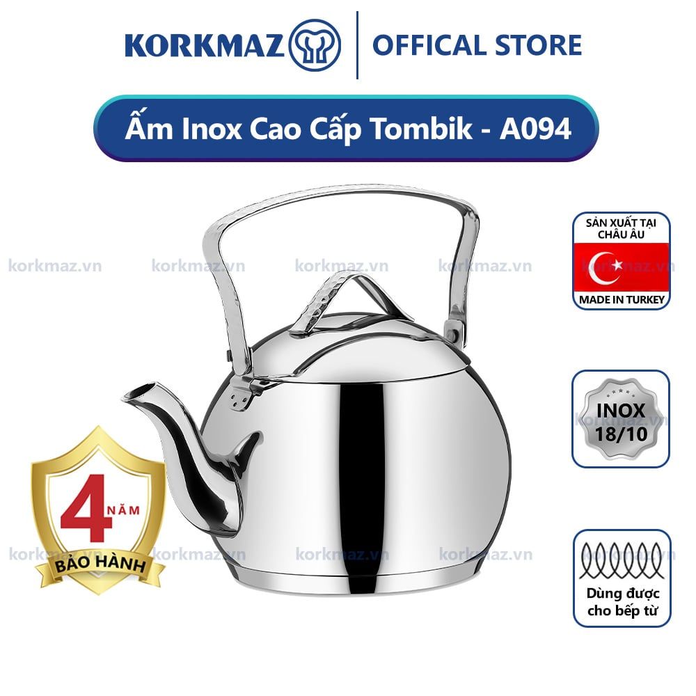  Ấm inox cao cấp Korkmaz Tombik 3.5 lít - A094 