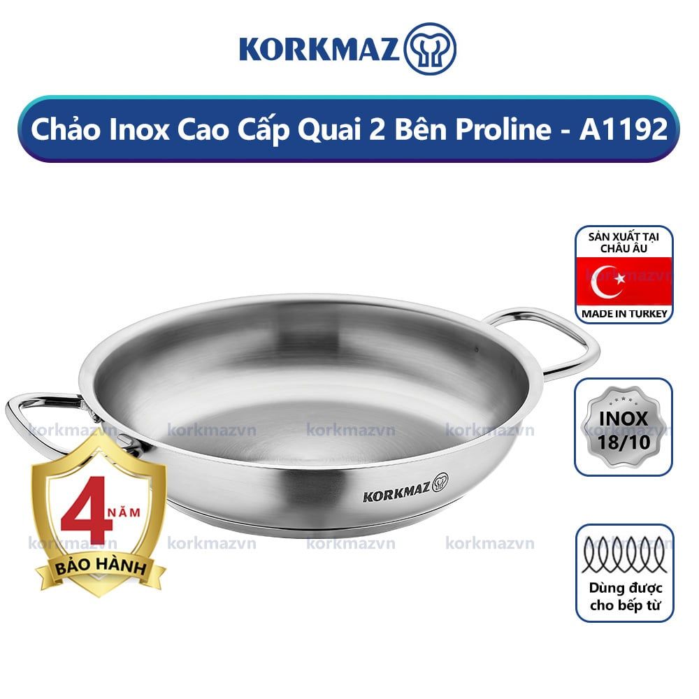  Chảo inox cao cấp 2 quai Korkmax Proline 24cm - A1192 
