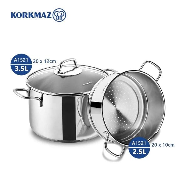  Bộ nồi xửng hấp inox cao cấp Korkmaz Perla 20cm - A1521 