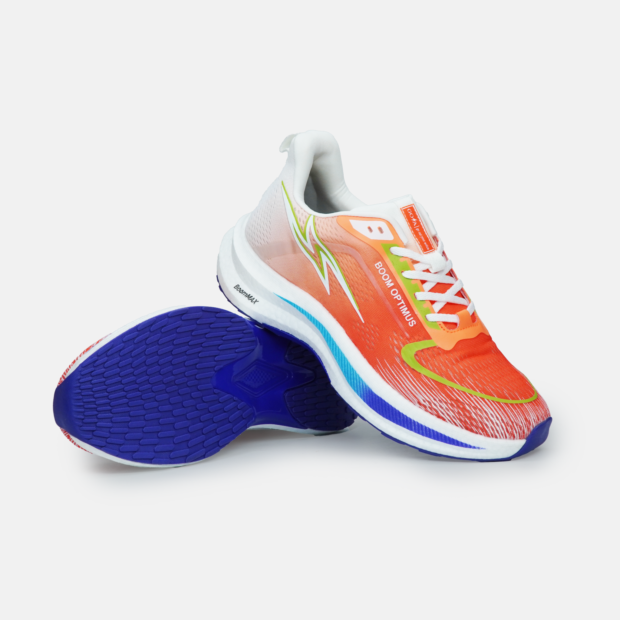  Giày Thể Thao Chạy Bộ Nam Nữ GOYA Boom Optimus Năm 2025 - Màu Trắng Cam Viền Xanh 