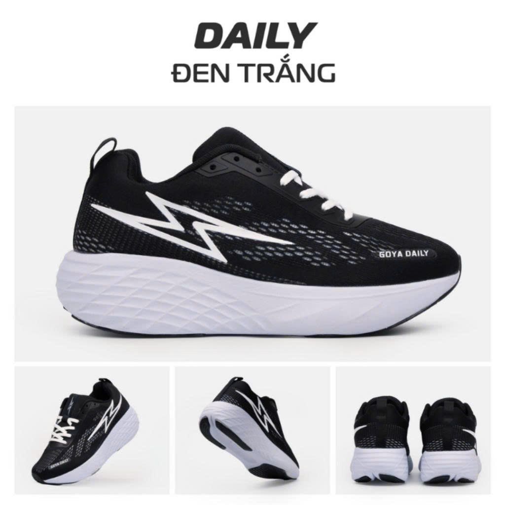  Giày Thể Thao Chạy Bộ Nam Nữ Goya Daily Plus Năm 2025 - Màu Đen Trắng 